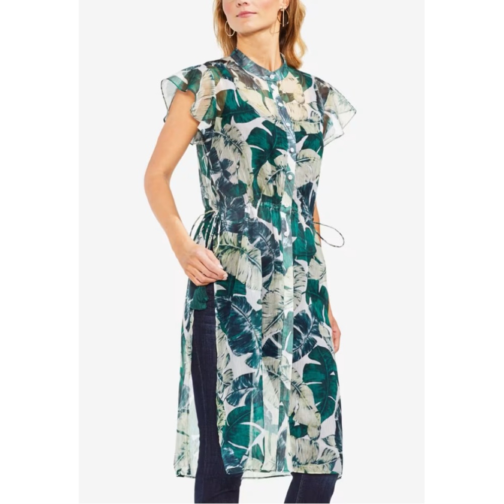 Vince Camuto Sheer Palm Swim Cover Up